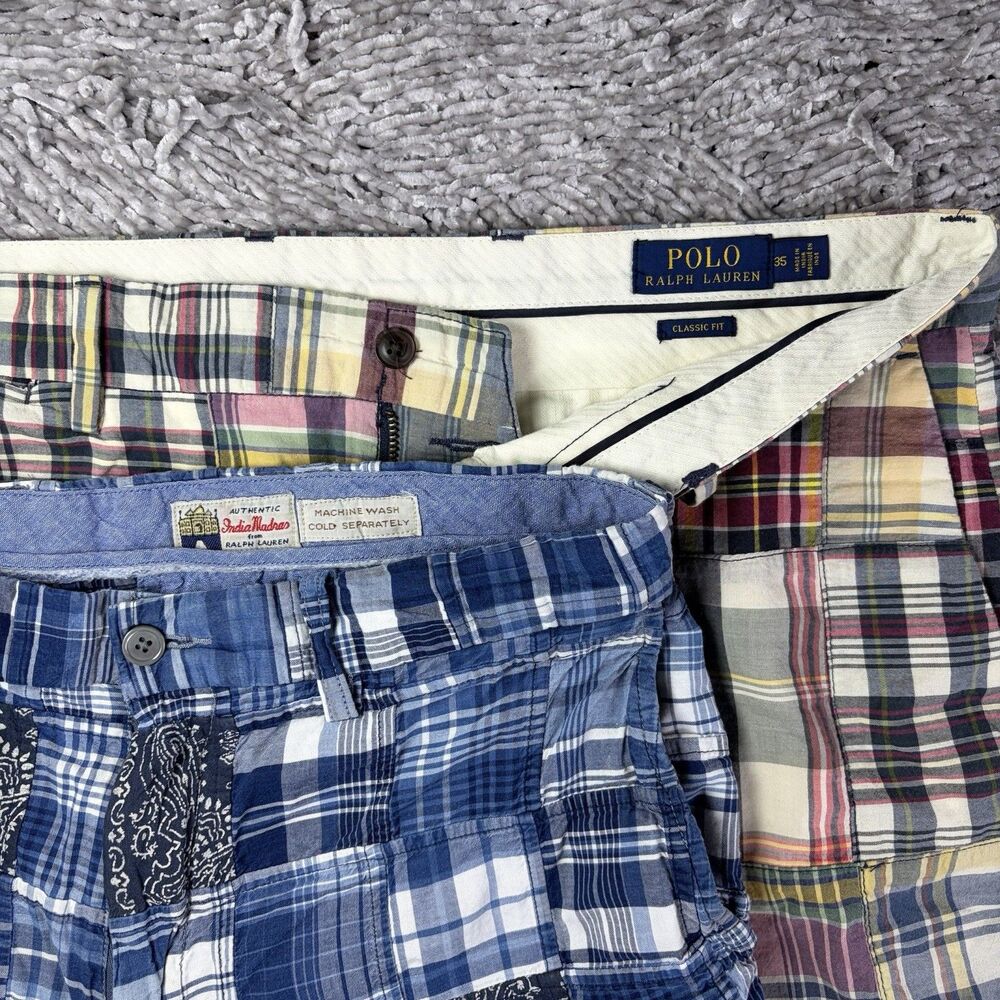 Polo Ralph Lauren Patchwork Shorts Lot of Shorts Mens 35 Classic Indian Madras